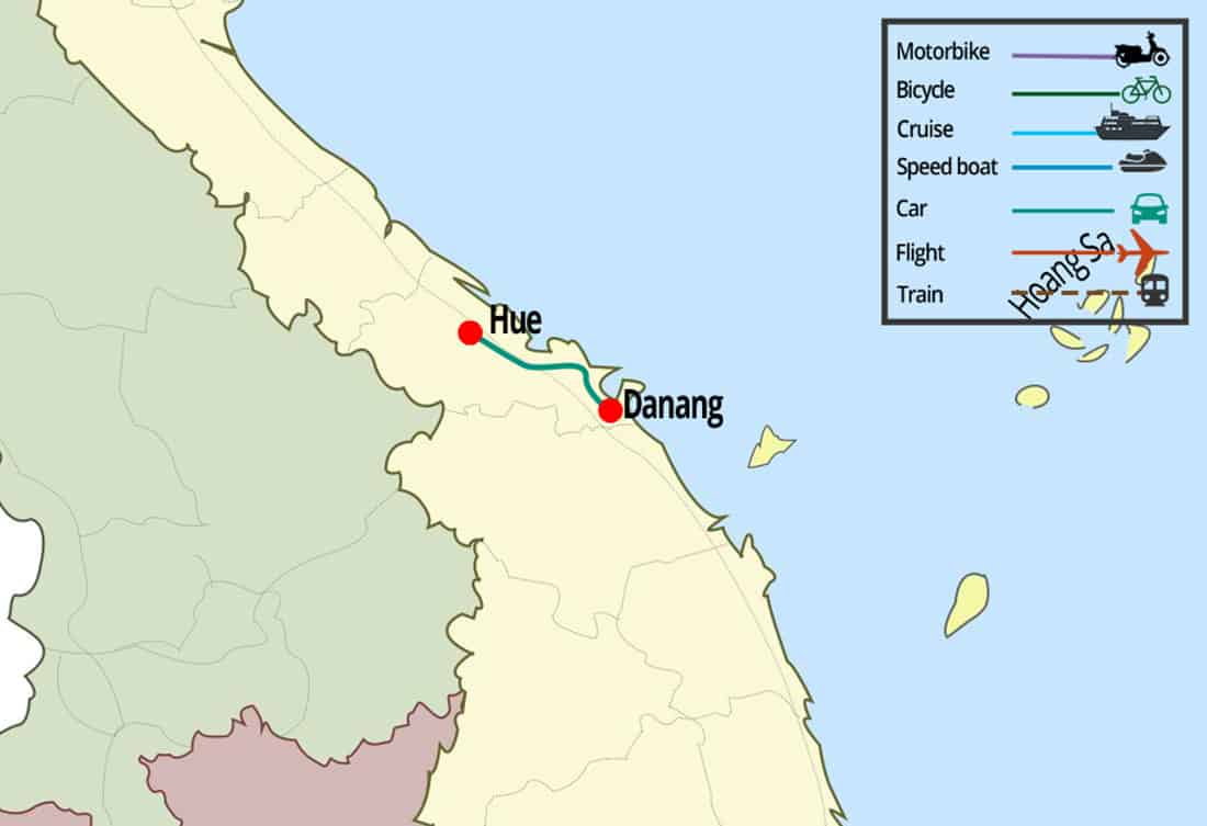4 Best Ways on How to Get from Hue to Danang & Vice Versa (Distance + Map)